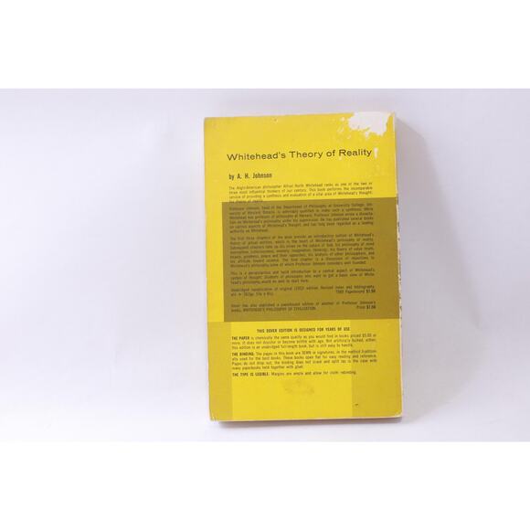 Whitehead's Theory of Reality, A H Johnson, 1962, Dover, Unabridged, 1307 - Picture 2 of 4